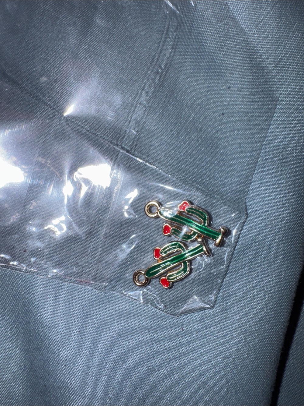 2 Green Cactus Charm Pendant craft
